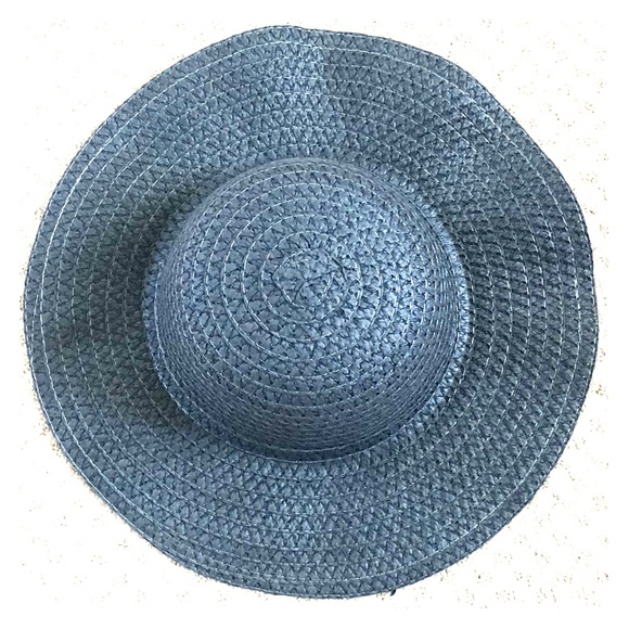 🆕👒 Wide Brim Woven Sun Hat Blue - Picture 3 of 6